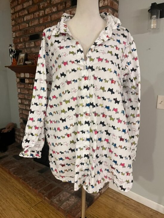 Tulip Tops - Tulip Clothing ptp 23 "Scottie Dog" Cotton Button-Down Blouse